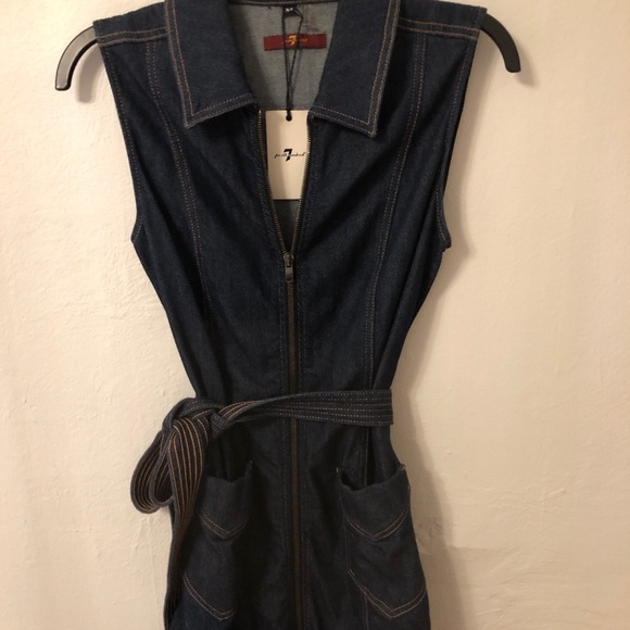 NEW 7 For All Mankind Sleeveless Dress Zip Denim - Picture 1 of 8